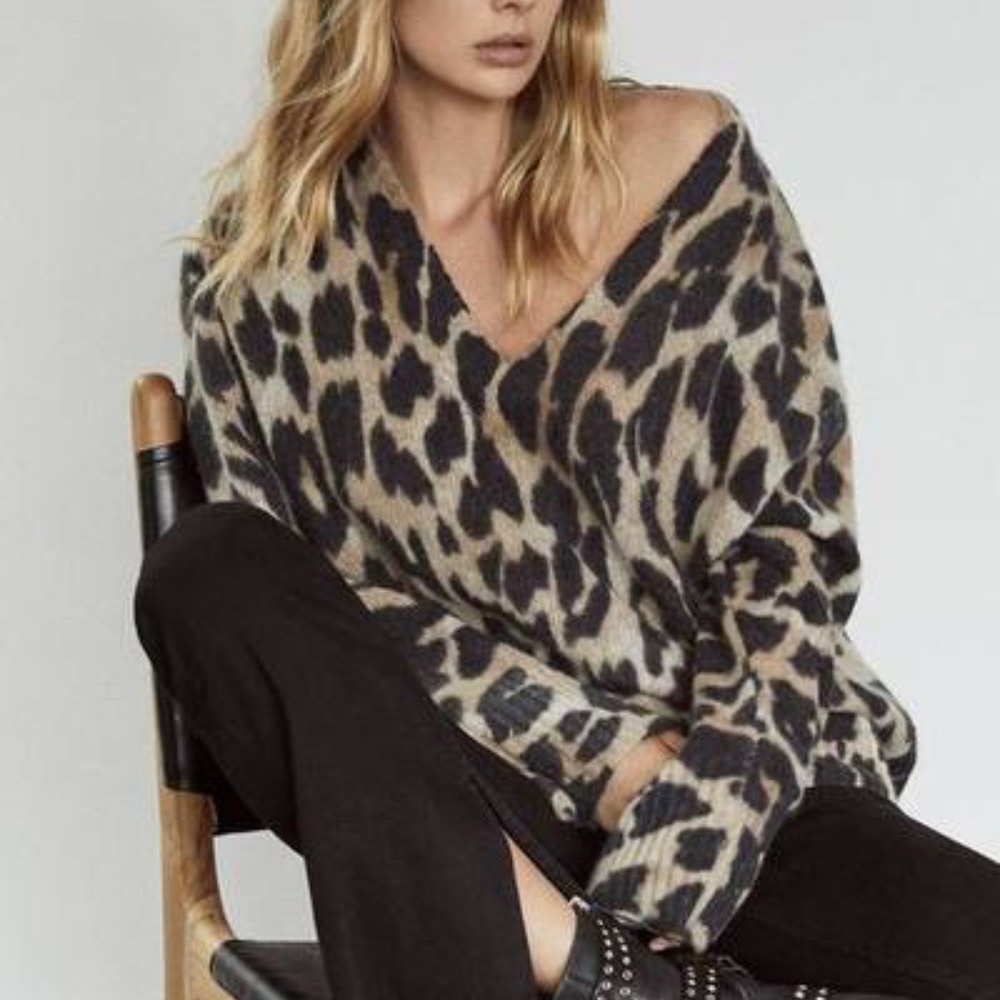 360 Cashmere Geraldine Sweater Leopard Size M - Picture 3 of 13